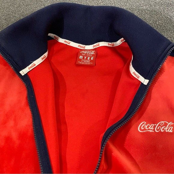 Vintage COCA COLA Velour Zip Up Jacket Sweatshirt Sz Small fits Medium to Large - Picture 6 of 11